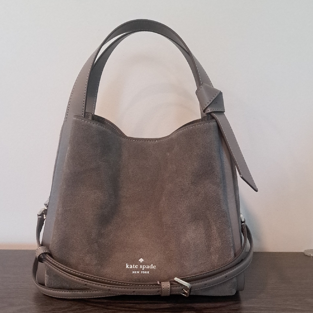 kate spade Gray Suede Hobo Shoulder Bag